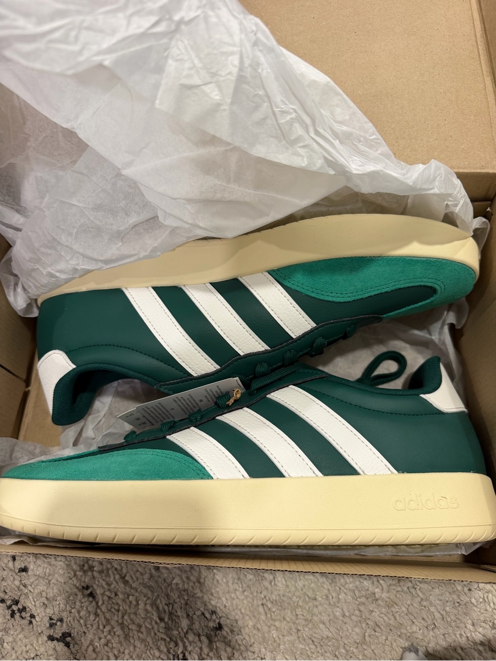 adidas Men’s Dark Green & White Low-Top Sneakers